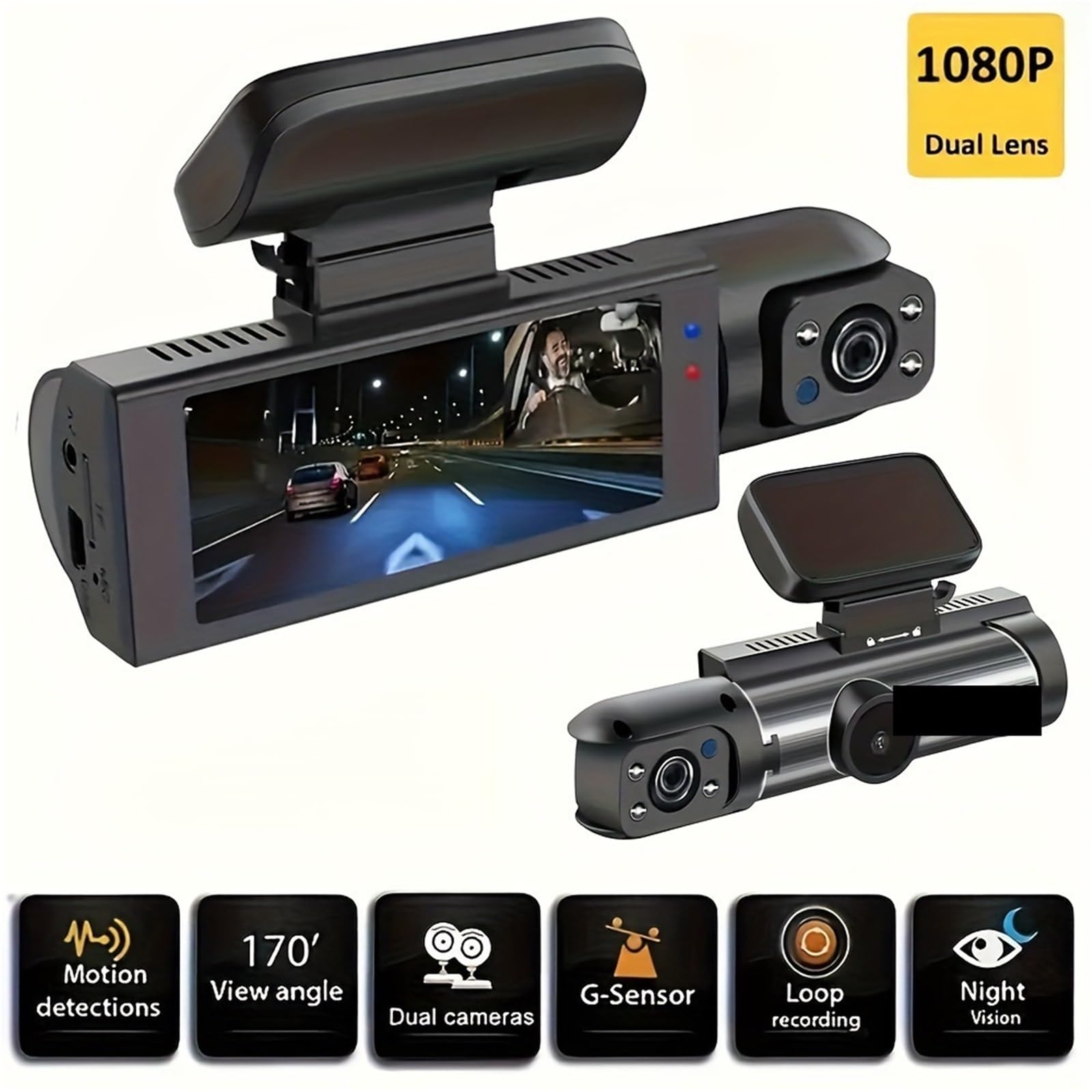 Kamera samochodowa, Kamera Samochodowa Z Funkcją Noktowizyjną O Wysokiej Rozdzielczości, Rozdzielczością 1080P I Kątem Widzenia 360 Stopni Przodu Podwójnymi Lusterkami Wewnętrznymi