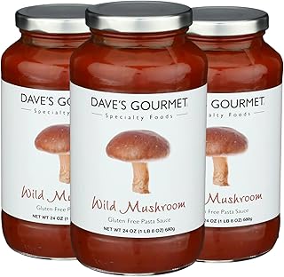 Dave's Gourmet Wild Mushroom Pasta Sauce - 24oz Jar (Pack of 3) - Savory Tomato & Mushroom Garlic Blend - Gluten Free - Ideal for Pizza, Chicken & More