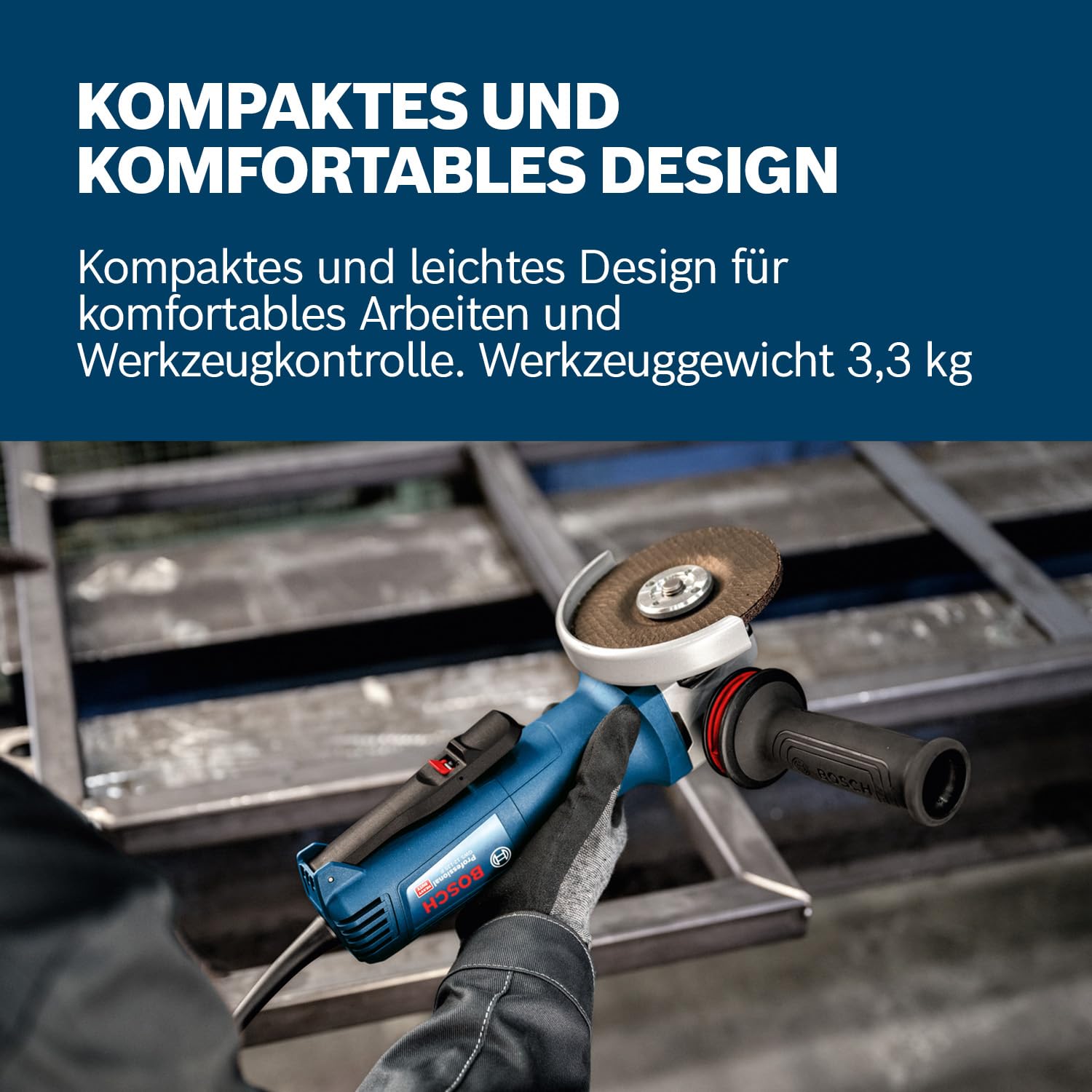 Bosch PRO Winkelschleifer GWS 12-125 P (Scheiben-Ø: 125 mm, 1200 W, inkl. Vibration Control-Zusatzhandgriff, Schutzhaube, Zweilochschlüssel)