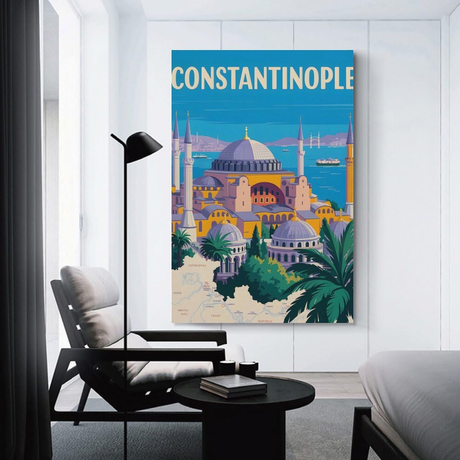 Junmoney Constantinople Travel (2) Wall Art Print 24x36inch(60x90cm), for Living Spaces, Bedrooms Or Relaxed Rooms, A Home Accent with Warm Character