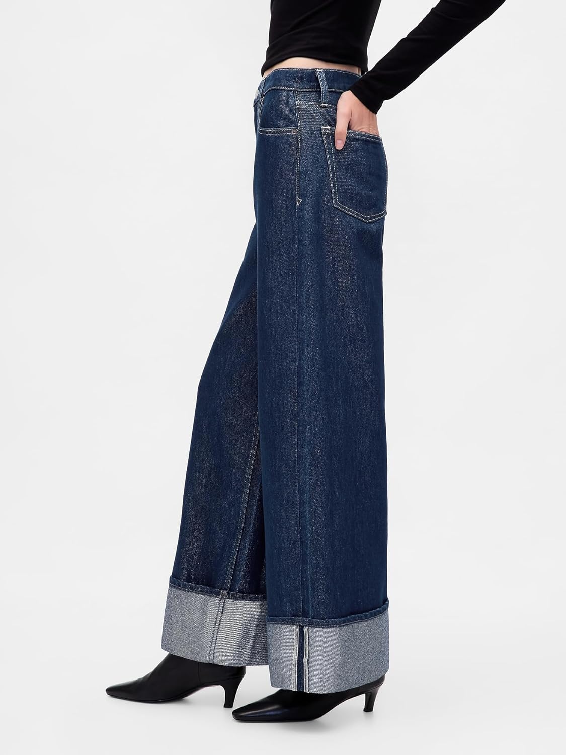 GAP Womens Mid Rise Baggy Cuffed Denim Jean - Image 3
