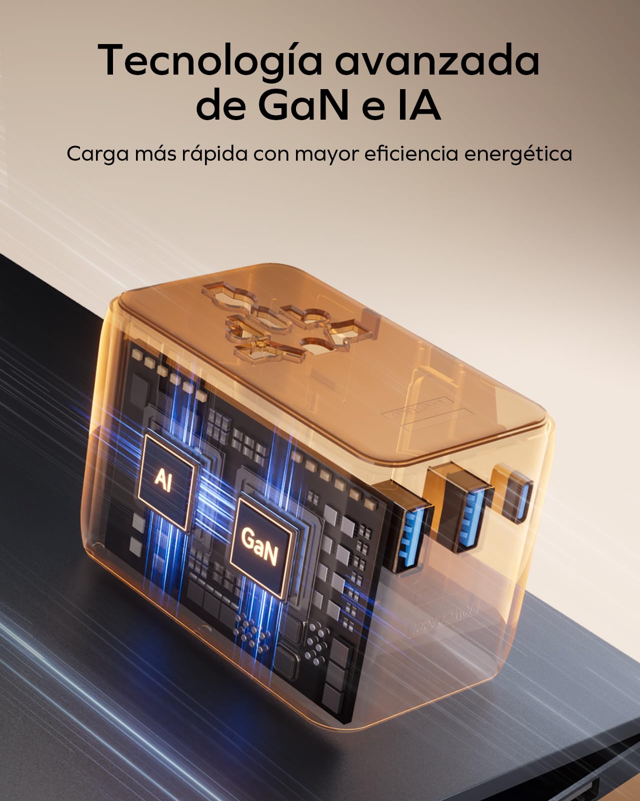 MOMAX Adaptador de Viaje Mundial de 70 W con Cable Extensible, Adaptador de Viaje Mundial con 2 Puertos CA, 2 Puertos USB A y 2 Puertos USB C, Adaptador de Viaje Internacional - Titanio