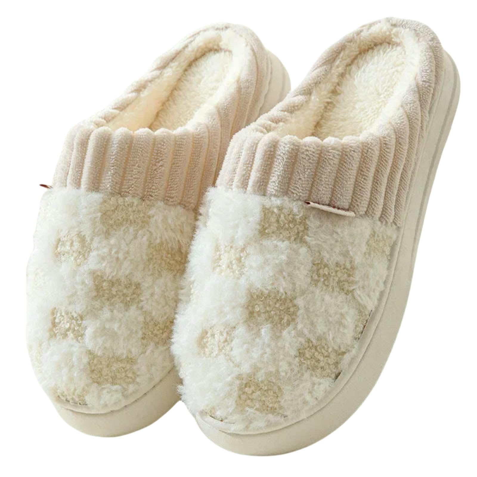 Pantofole di Cotone Coppia Inverno Toe Avvolgere Caldo Plaid Spessore Soffice Suola Scivoli Uomini Donne al Coperto Pavimento Piatto Casa Scarpe Antiscivolo-verde-36-37