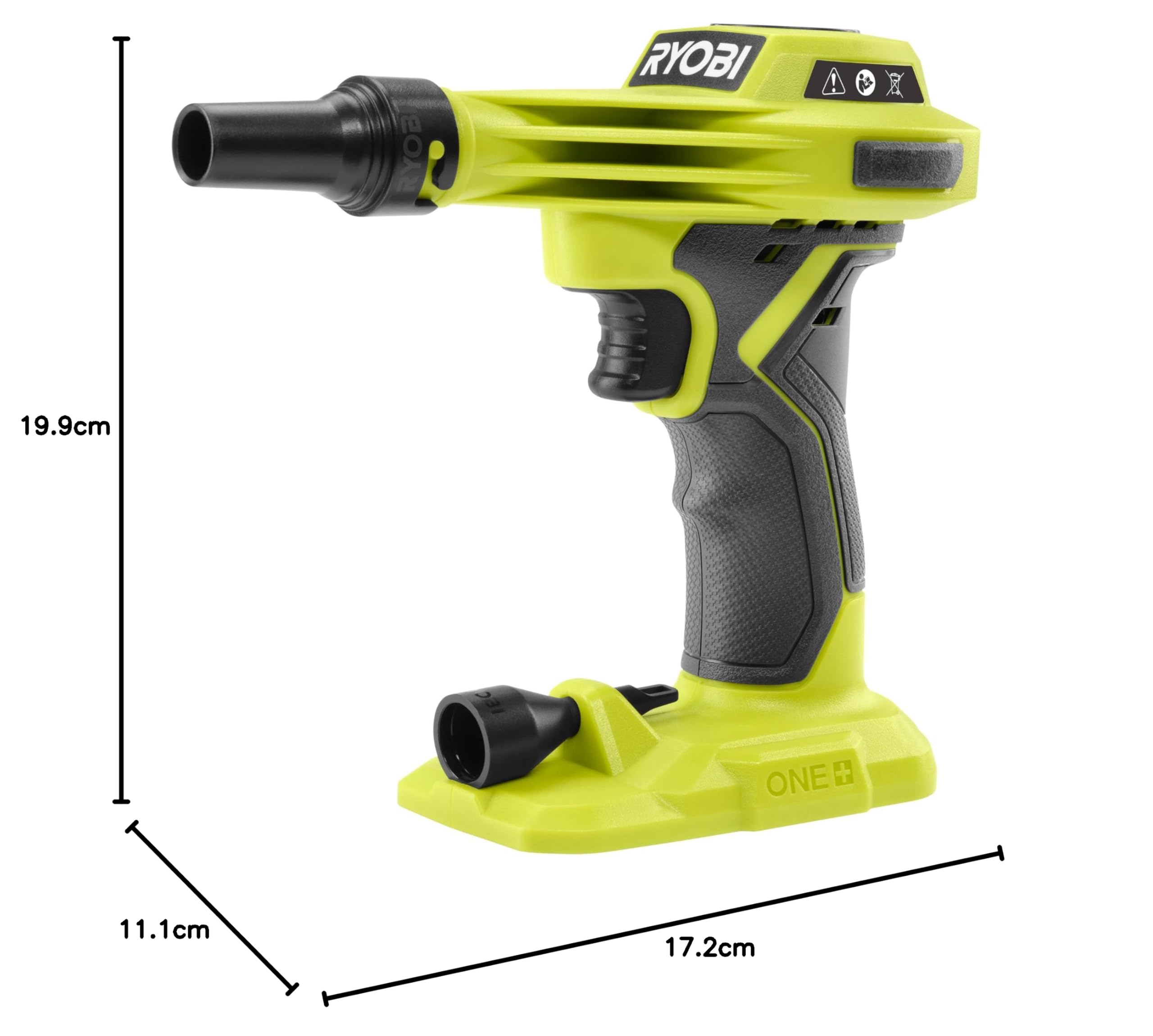 RYOBI - Gonfleur Gros débit - 18V One+ - RVI18-0 - Matelas, bouées, Piscine, dégonflage Rapide - Batterie Non Incluse