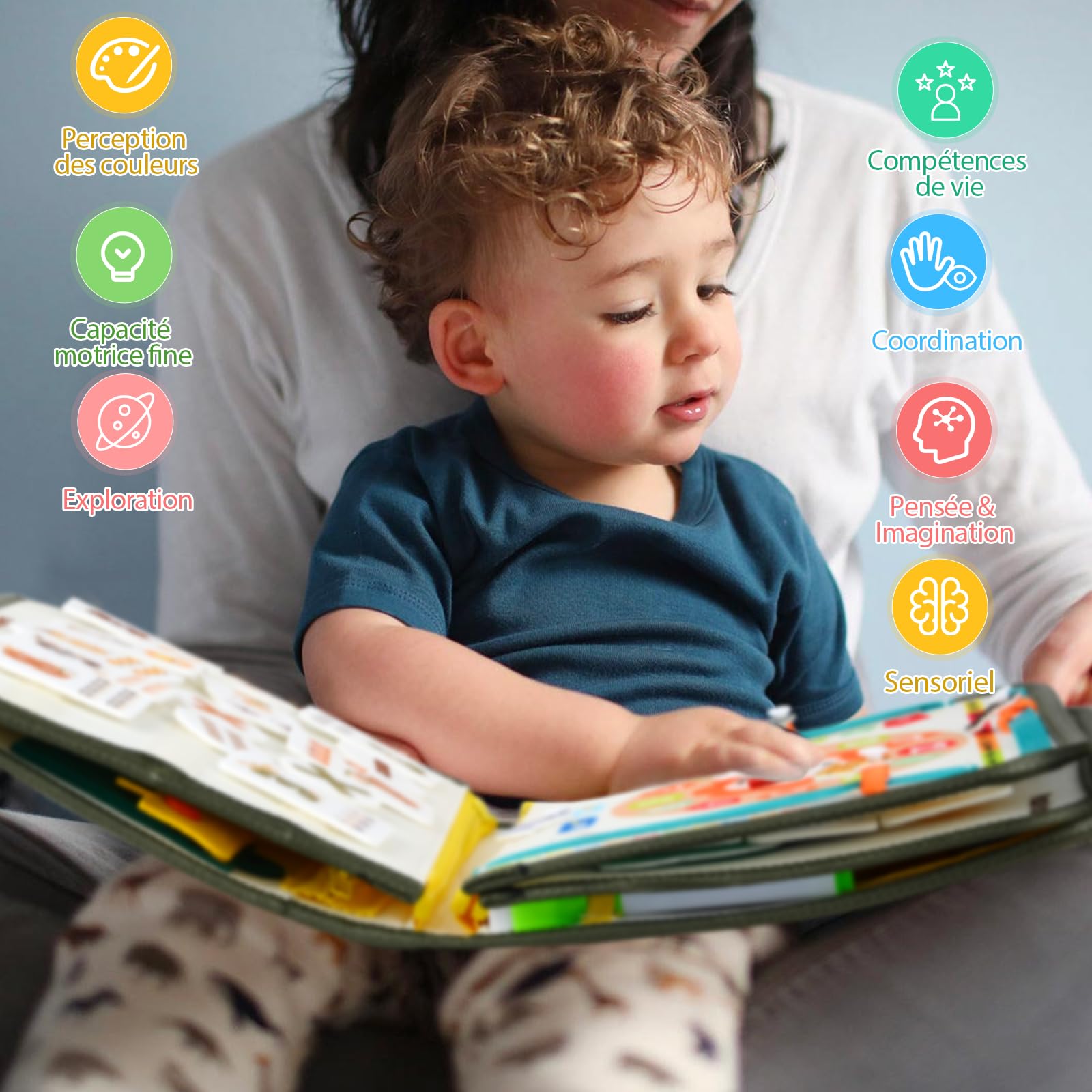 Française Busy Board Jouet Montessori 3 Ans, 8 in 1 Jeux Montessori Éducatif Jouets d'Activité et de Développement, Jeux Avion Voiture Enfant Voyage, Cadeau pour Enfants Garçon Fille 3 4 5 Ans