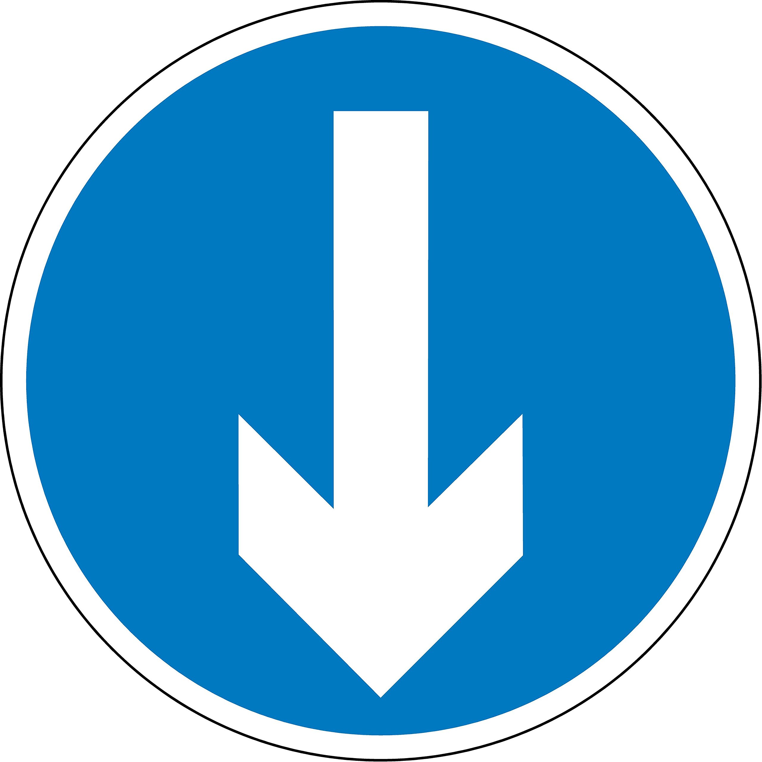 Road traffic directional safety sign - 3mm Aluminium sign fitted with 2 strips Channel to rear for mounting on post 300mm x 300mm