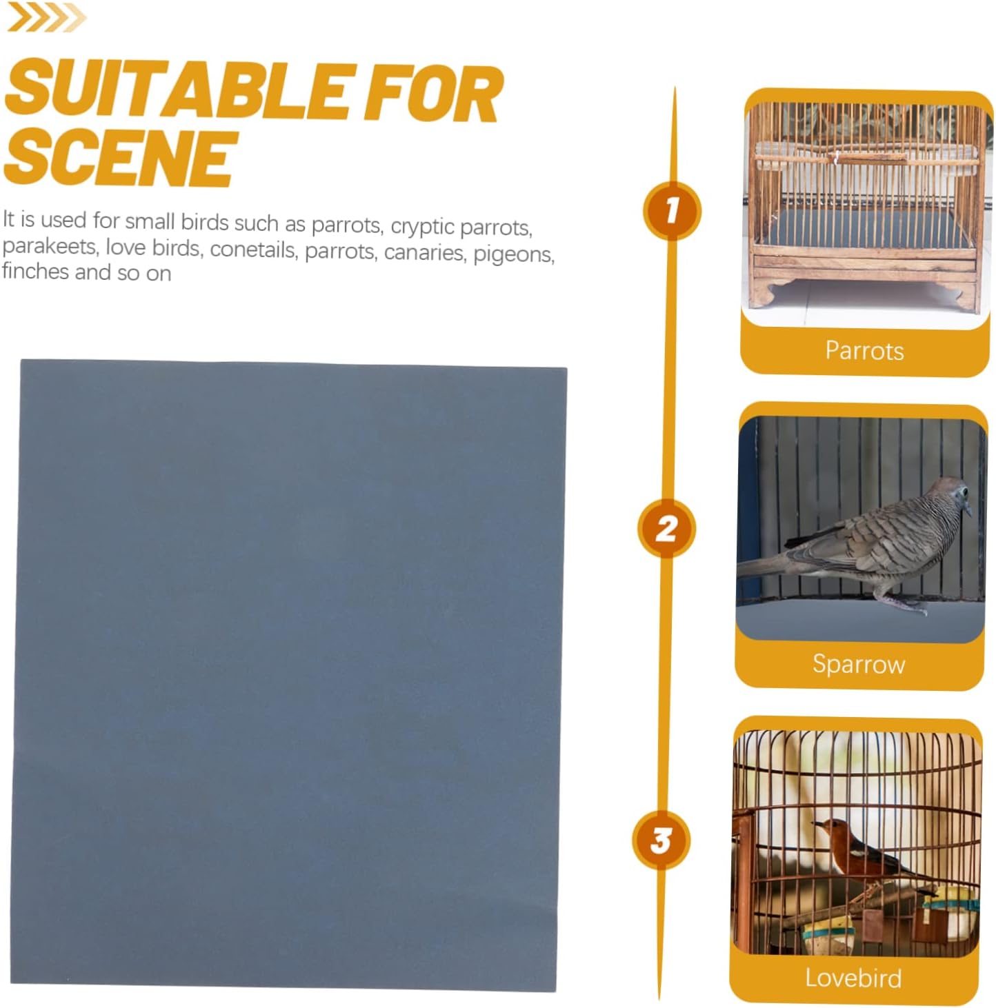 10sheets Bird Cage Liner Sandpaper for Parrots and Birds Water Absorbent Gravel Paper Mat for Cage Cleaning and Grinding Lightweight and Convenient