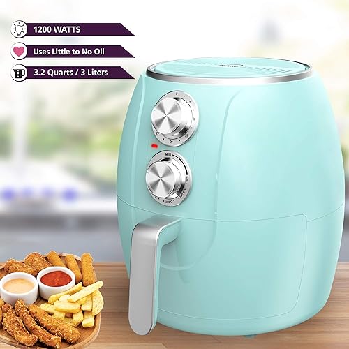 Miniatura 2 de Brentwood Freidora de aire eléctrica pequeña de 3.2 cuartos de galón, temporizador y control de temperatura (negro, cobre) (AF-300BKC)