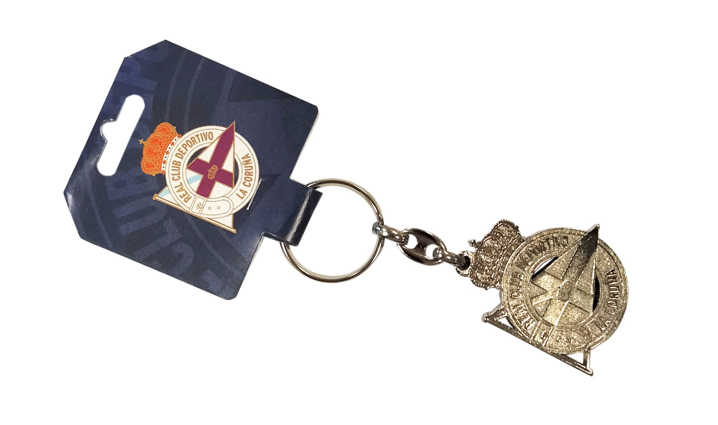 RC Deportivo de la Coruña Keychain, openwork shield, metallic silver, Estandar