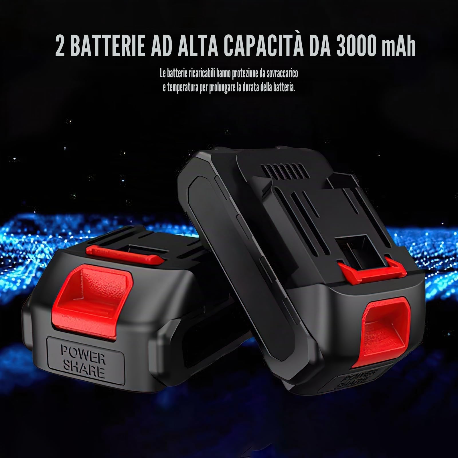 Potatore telescopico a batteria 2-in-1 e mini motosega da 8 pollici con 2 batterie da 6000mAh e caricabatterie, motore brushless, asta telescopica da 2,8 m, per alberi e rami alti (2x6000mAh batteria)