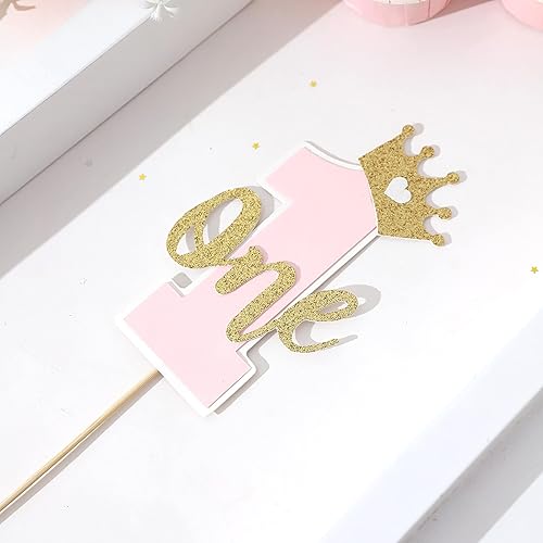 Miniatura 9 de Una decoración para tartas para bebés, rosa y dorado para el primer cumpleaños, accesorios para el primer cumpleaños