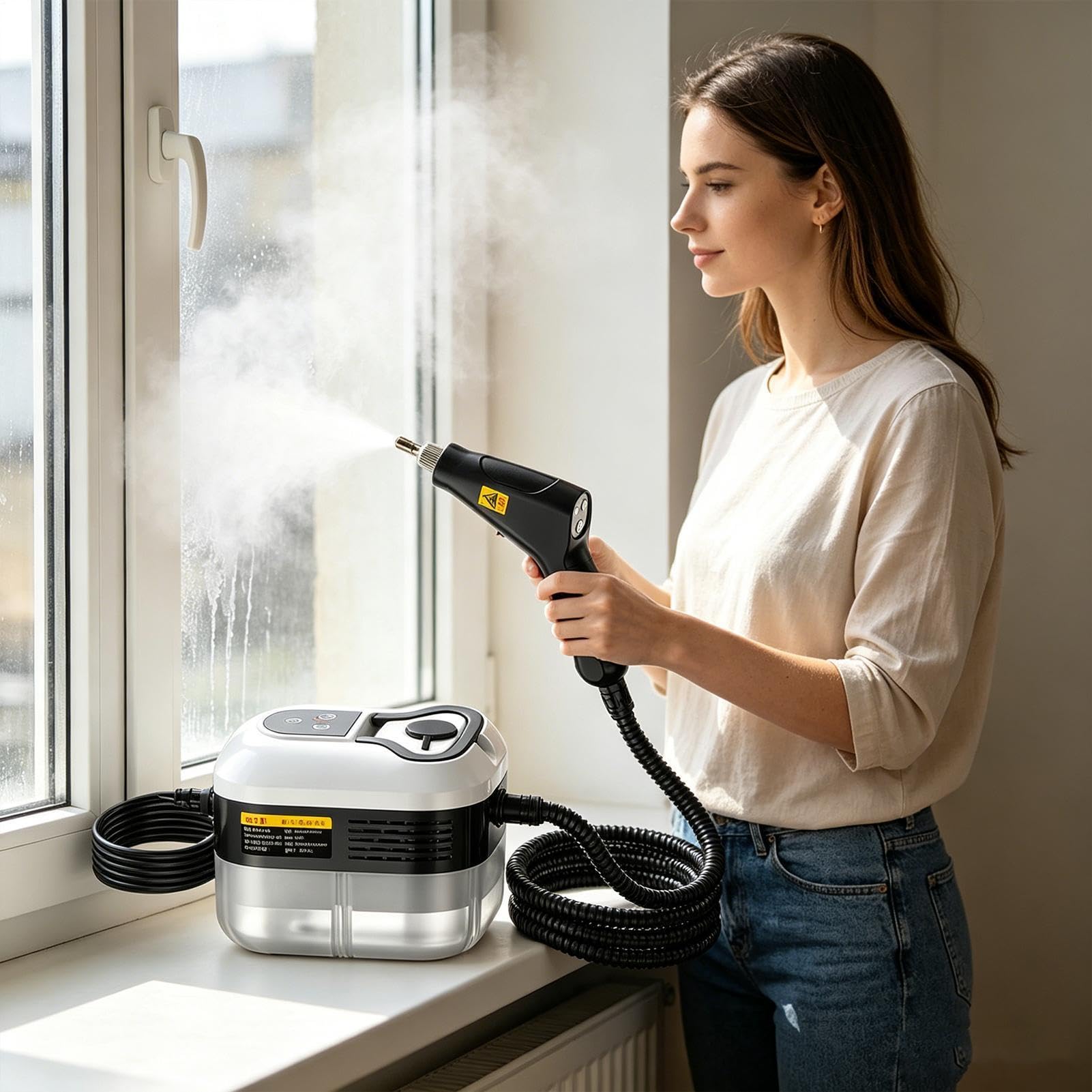 Limpiador A Vapor Portátil Ajustable En 6 Niveles Con 8 Accesorios | Máquina De Limpieza A Vapor Para El Baño Para Azulejos Juntas Suelo Ventanas Tapicería Sofá Alfombra Detallado De Coches