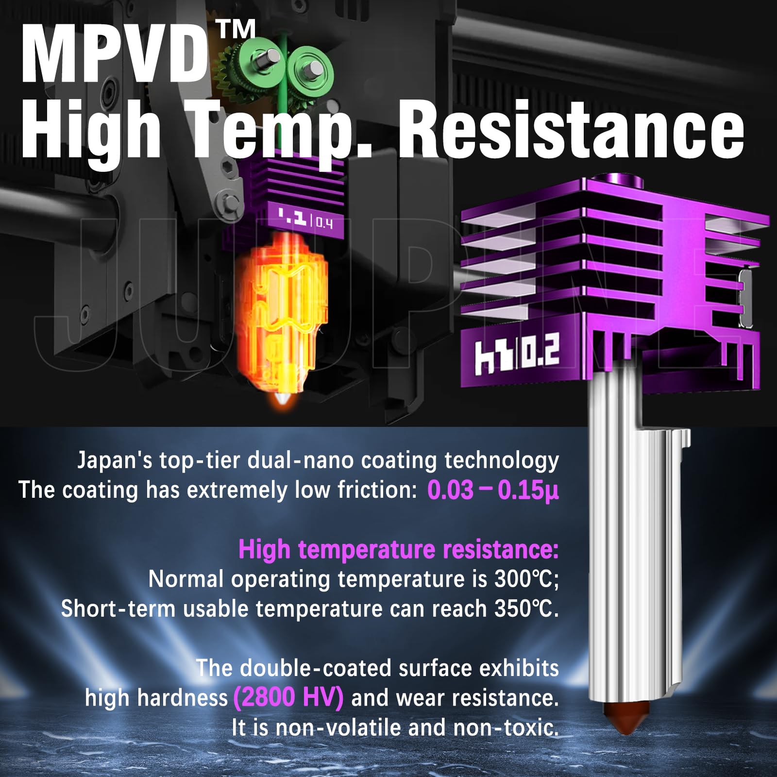 2 Pcs 0.2mm A2L/H2D/H2C/P2S/H2S/X2D Hotend with Anti-Stick MPVD Coating - High Speed Hardened Steel Nozzle for Bambu Lab P2S,X2D,A2L,H2 Series,A1/A1MiNIi 3D Printers, 3d printer Parts & Accessories