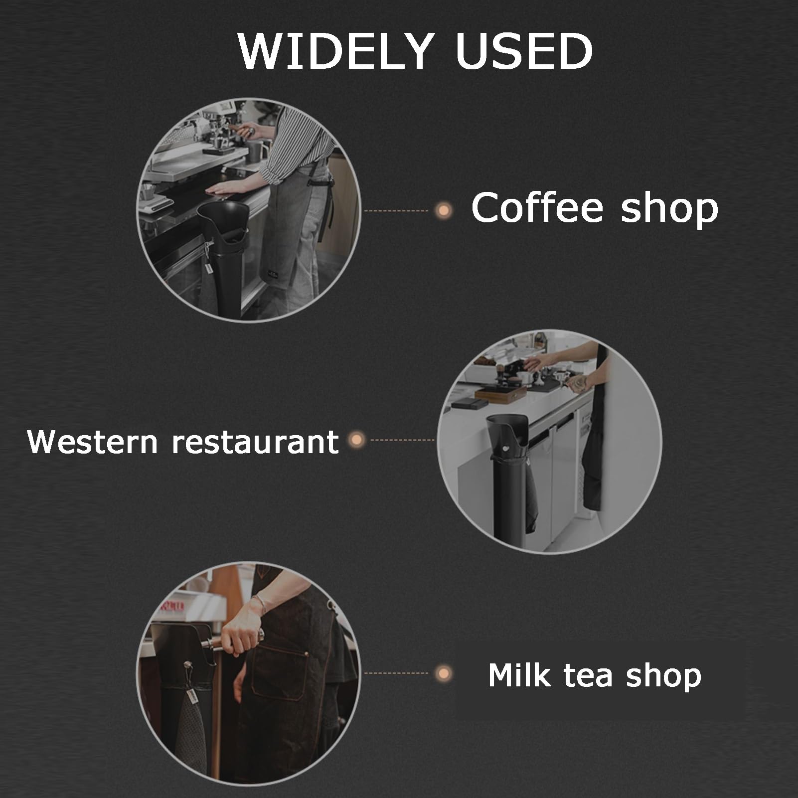 Cubo de Golpe para Café, 85.5 cm/33.7 in, Recipiente de colección de posos de pie de Piso de ABS Grueso con Barra de Goma y Gancho para Toalla para cafetería Black