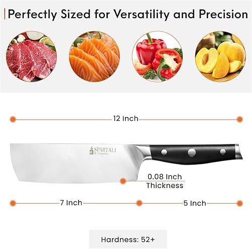 Miniatura 6 de Juego de cuchillos de cocina de 3 piezas, incluye cuchillo de chef de 8 pulgadas, Nakiri de 7 pulgadas, pelado de 3.5 pulgadas, cuchillas de acero