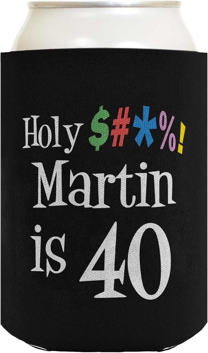 Personalized 40th Birthday Coolie Holy Cow Your Name is 40 or Any Age Custom Name & Age 40th Birthday Party 24-Pack Personalized Can Drink Thermocoolers Party Pack