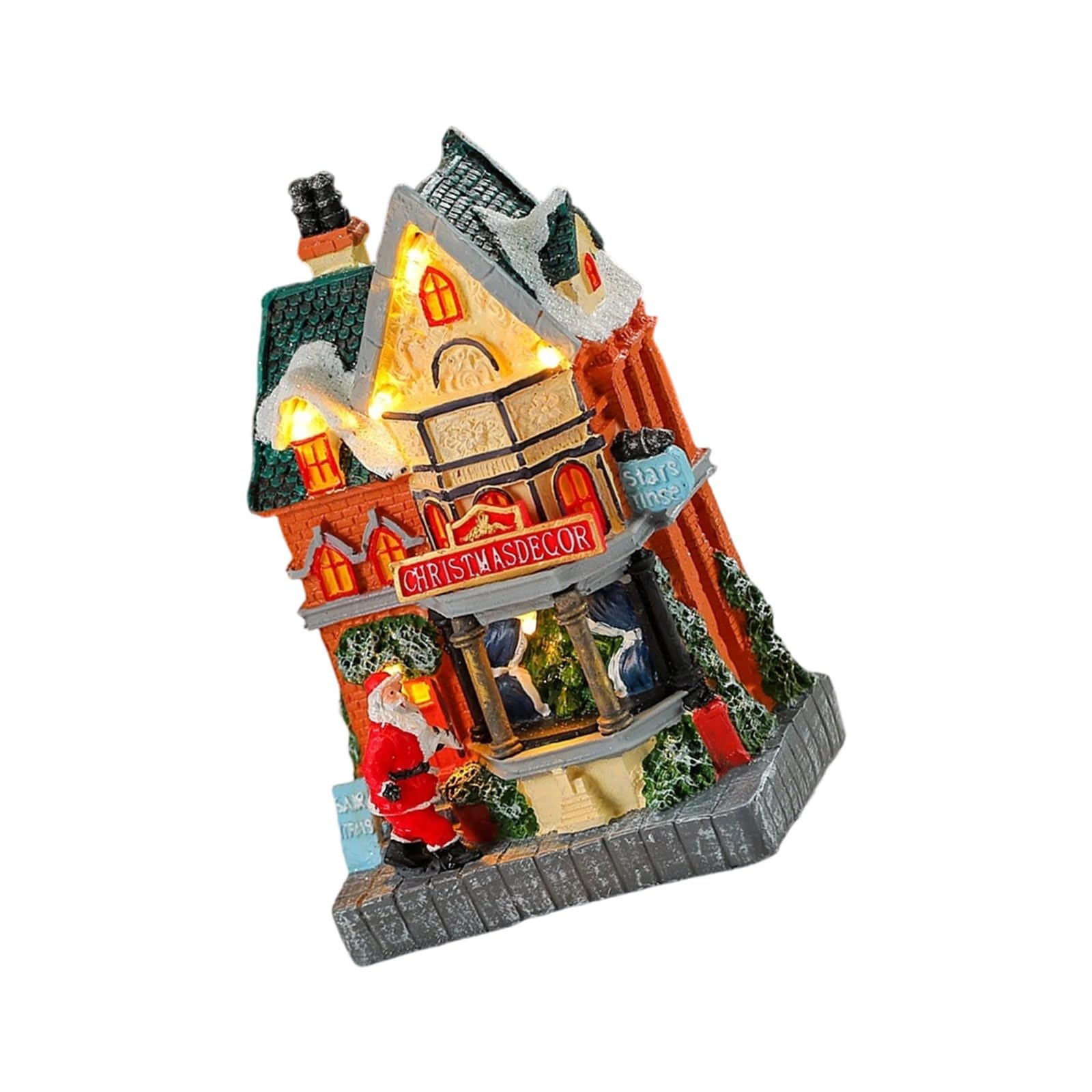 Pangboer A Resin Christmas House Table Decoration, Warm Led Village Ccent For Shelf Mantel Sideboard Desktop Holiday Styling Miniature Holiday House Centerpiece Festive Home Ccent Winter Shelf Decor Tabletop