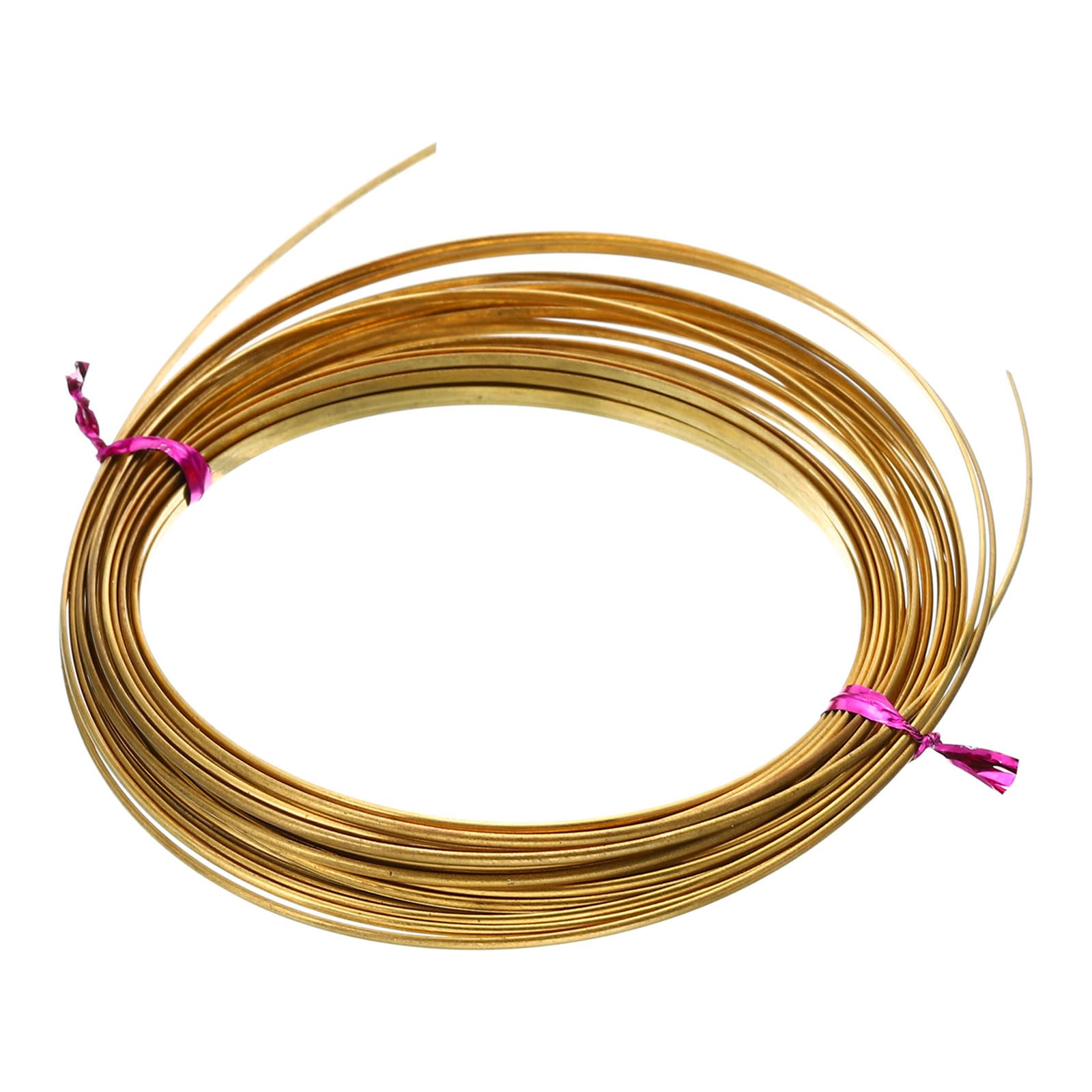 PATIKIL Half Hard Brass Wire, 1Pcs 15Gauge/1.5x0.6mm Diameter 6m/19.68ft Craft Wire for Jewelry Making Beading Garden Plants