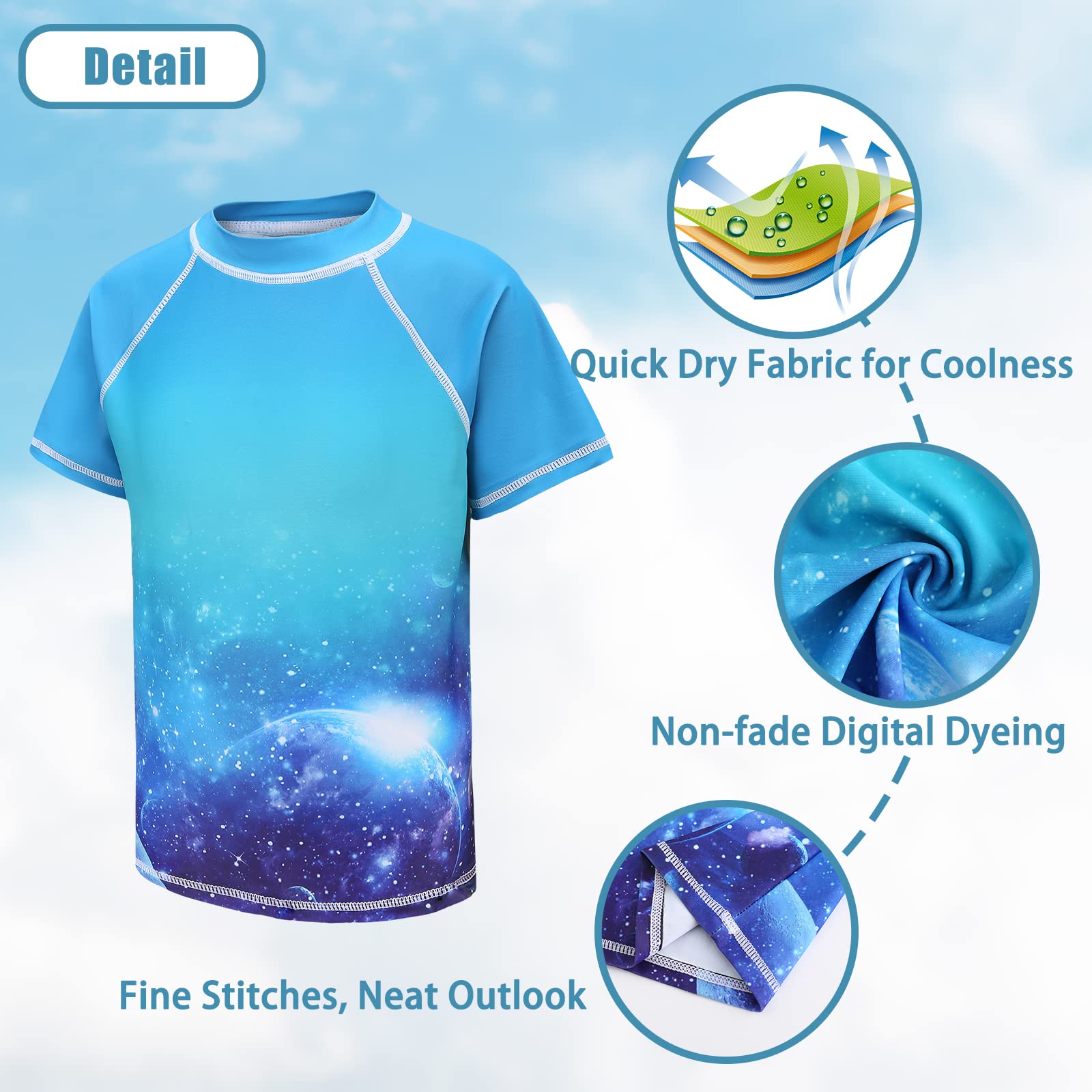 Aisyee T Shirt de Bain Anti UV Garcon à Manches Courtes Maillot de Bain à séchage Rapide Enfant 5-16 Ans