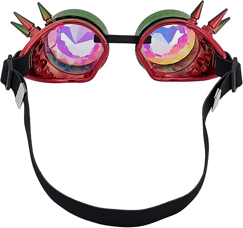 Miniatura 109 de Gafas caleidoscopio para raves trippy psicodélico steampunk con lentes de cristal de difracción de prisma arcoíris Negro