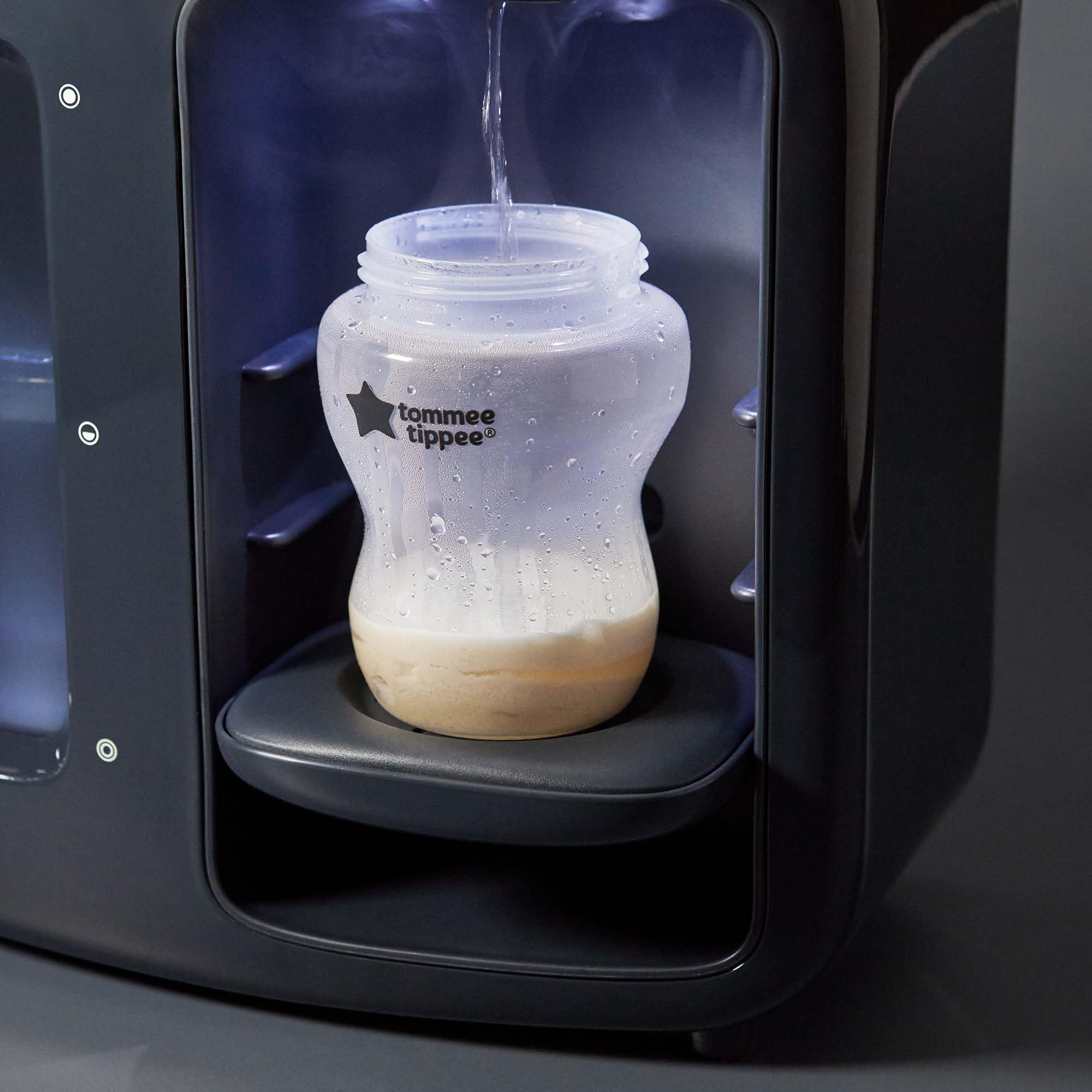 Tommee Tippee Preparador biberones Perfect Prep Day & Night fácil y rápido, filtro antibacterias, pantalla digital y funciones nocturnas, Negro azulado