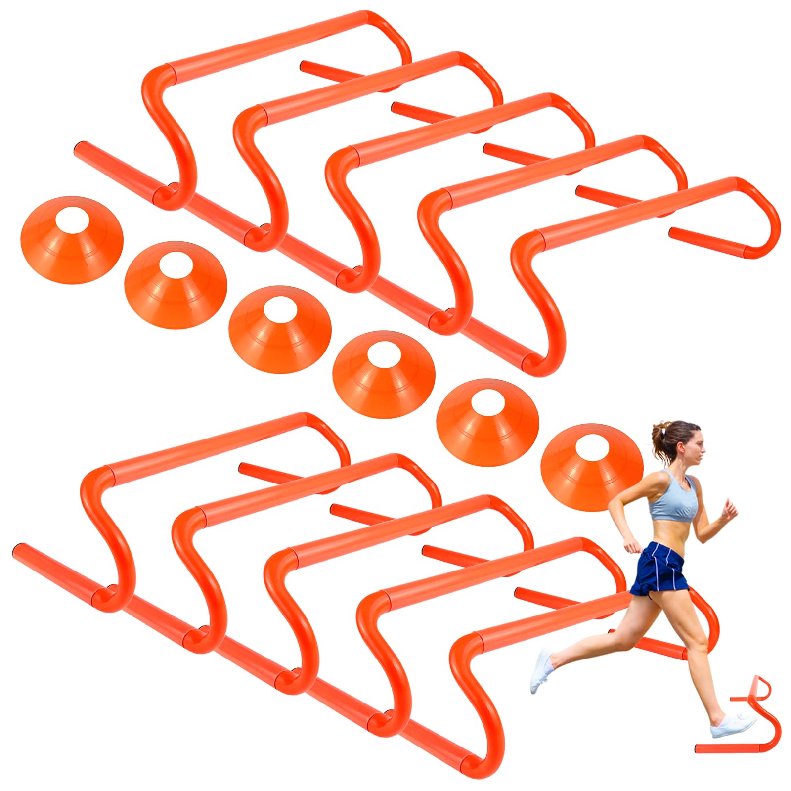 10 pcs 634 speed agility training hurdles with 6 marker cone durable detachable training equipments plyometric all speed hurdle for athletes soccer basketball football practice