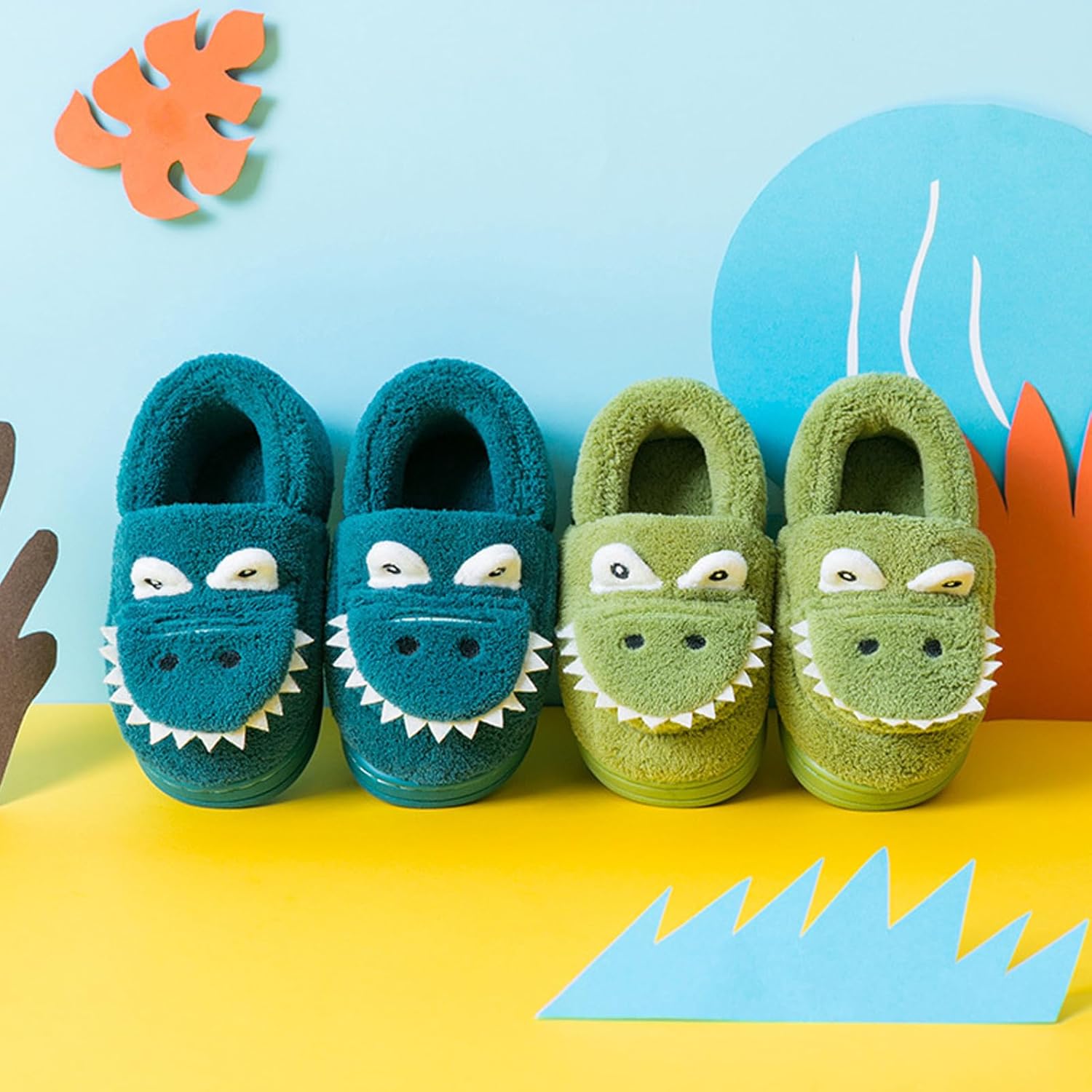 Kids Toddler Slippers Boys Girls Dinosaur Bunny House Shoes Non Slip Warm Soft Winter Fuzzy Indoor Slipper - Image 2