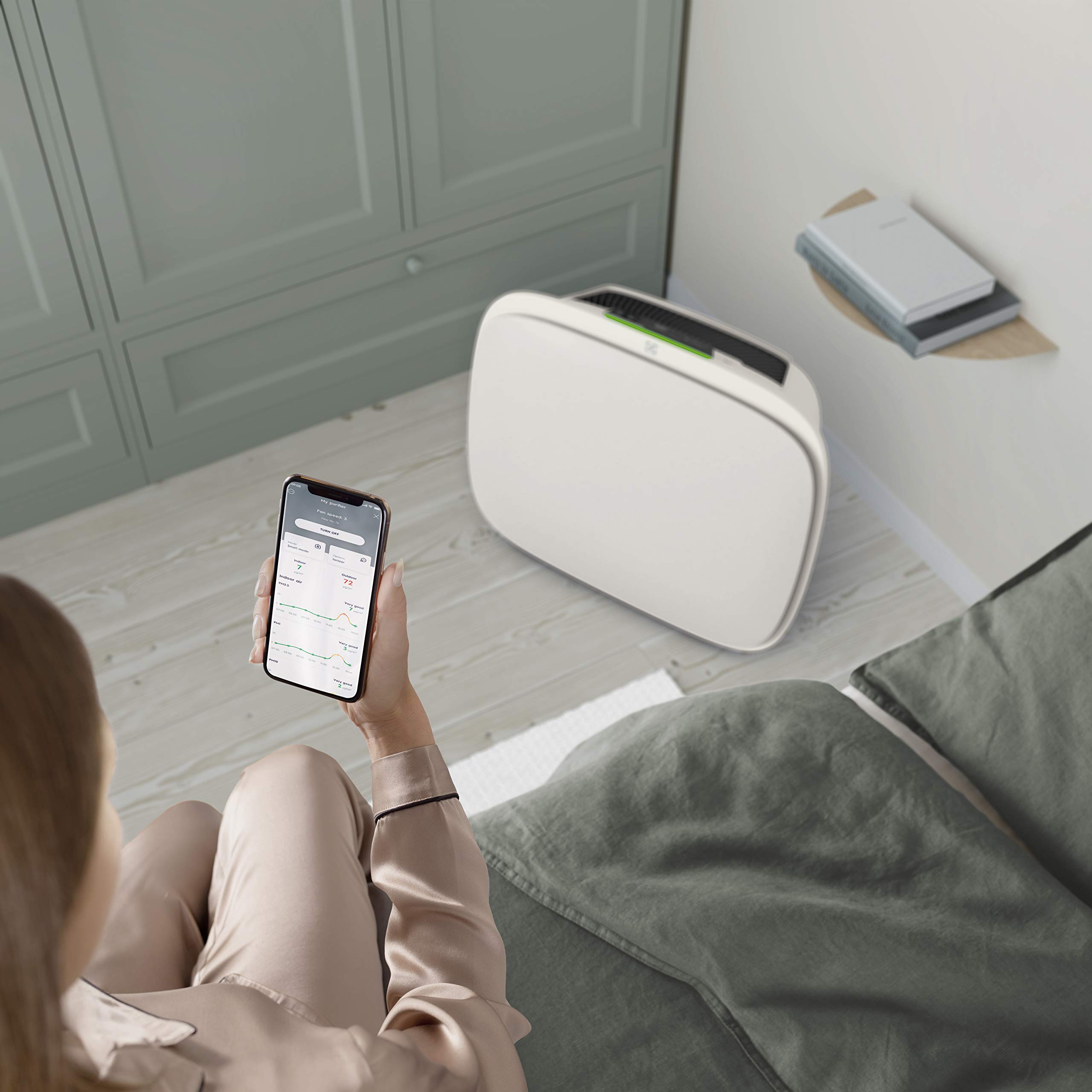 Electrolux Oczyszczacz powietrza Well A5, stylowy i cichy, 24 dB, 66 m2 max, inteligentny i podłączony, certyfikat ECARF "Allergiefreund", automatyczne czyszczenie, WA51-303WT, biały