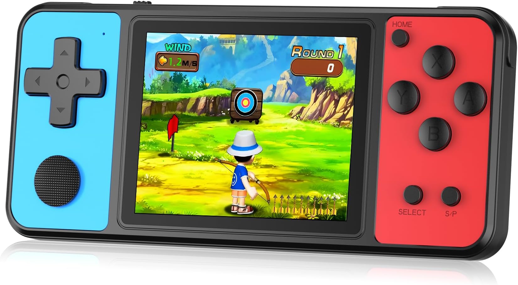 32 Bit Handheld Games for Kids Built-in 139 Retro Video Games,3.0" IPS Screen Rechargeable Portable Arcade Gaming Player,Electronic Travel Toys for Boys Girls Birthday Blue-Red