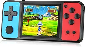 Console Portátil de Jogos de 32 Bits Crianças com 139 Jogos Integrados, Tela Ips de 3", Recarregável, Brinquedo Eletrônico Meninos e Meninas, Presente de Aniversário e Natal, Azul e Vermelho