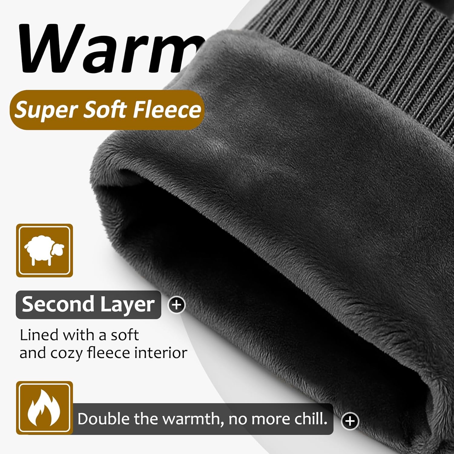 Women's Winter Warm Gloves With Touch Screen Texting Fingers, Windproof, Fleece Lined, Thick Warm Gloves - Image 6