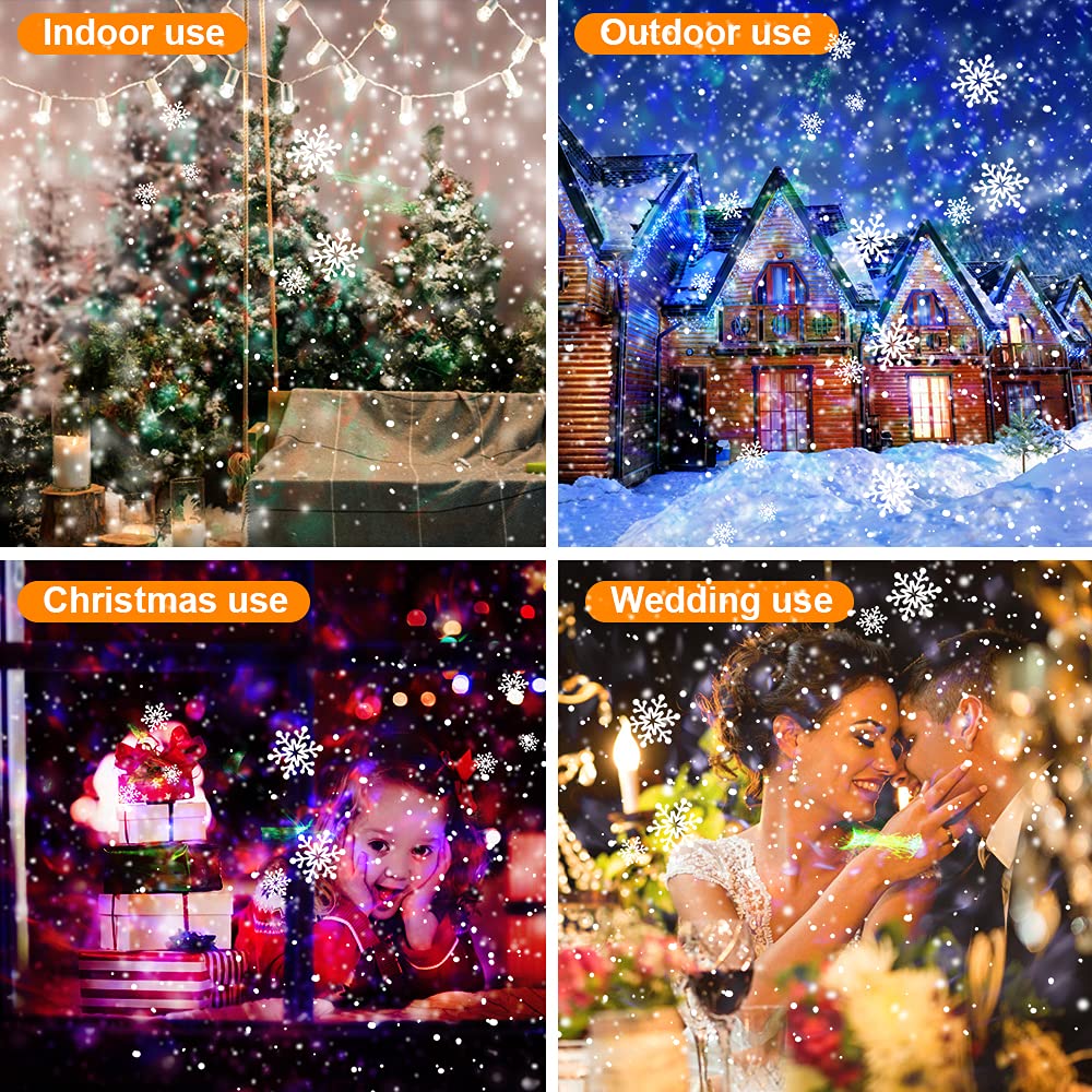 Proiettore di Fiocchi di Neve, Luce di Nevicata di Halloween per Esterni, Proiettore di Luce per Vacanze di Natale, Proiettore di Luce Aurora con Telecomando, Illuminazione Decorativa di Paesaggio Imp