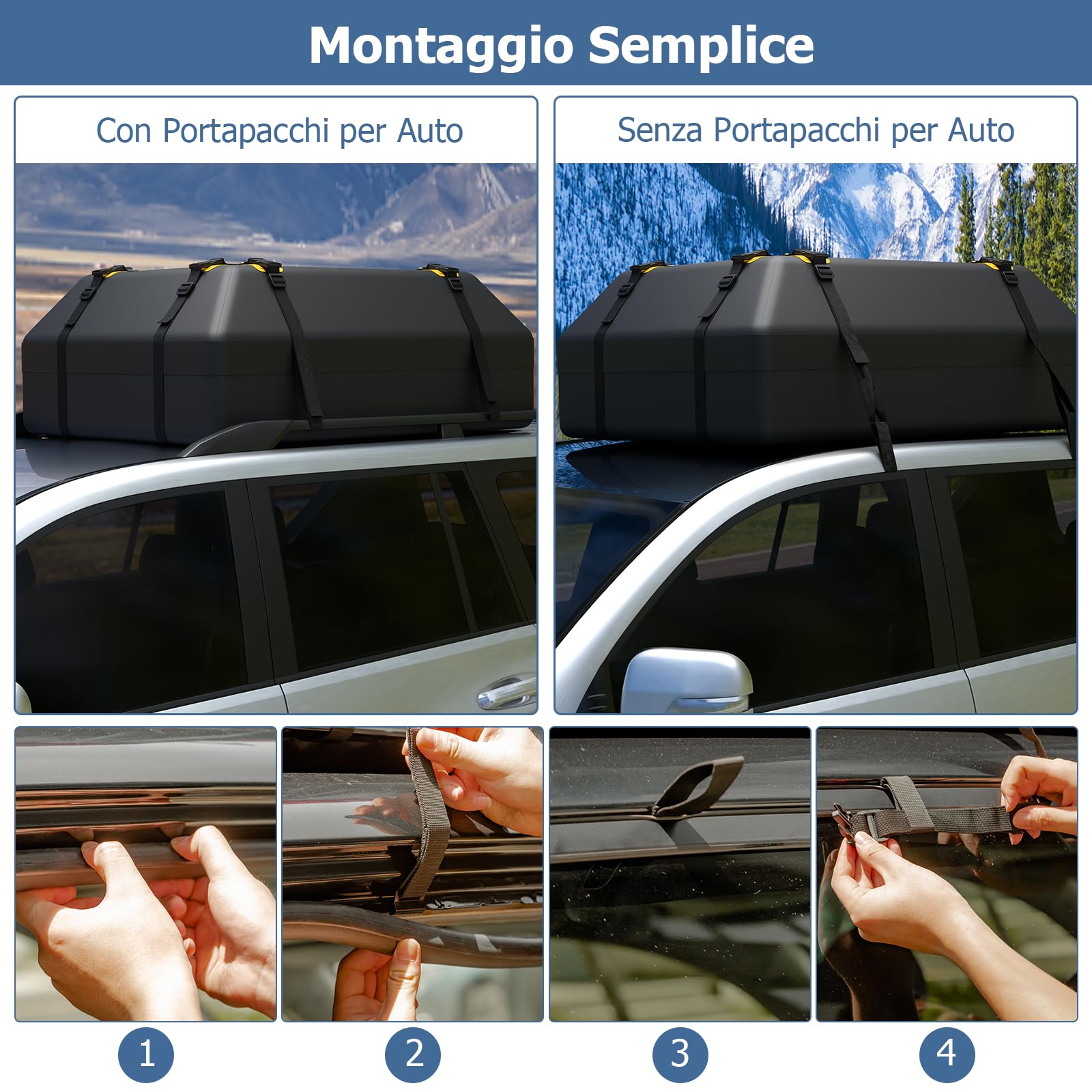 GYMAX 15/21 Piedi Cubi Box da Tetto per Auto, Borsa Tetto Impermeabile per Auto con/senza Portapacchi, Box Bagagli con Tappetino Antiscivolo & 6 Ganci Porta (83 × 112 × 43 cm)