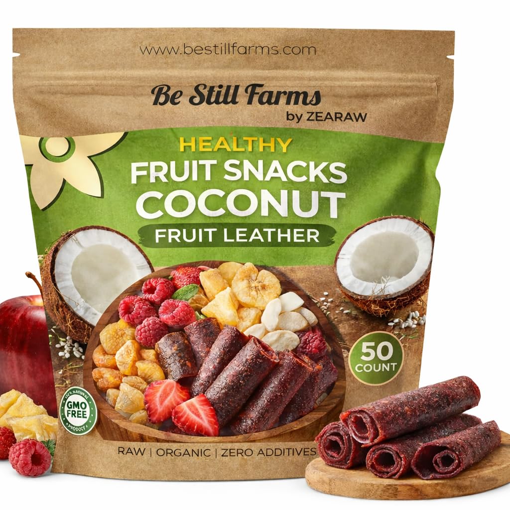 ZEARAW Healthy Fruit Snacks for Adults and Kids – 30 Fruit Leather with Dried Apple, Apple-Strawberry, Pear-Mango – Vegan Low-Carb Variety Pack Strips for Kids – Sugar Free Bars