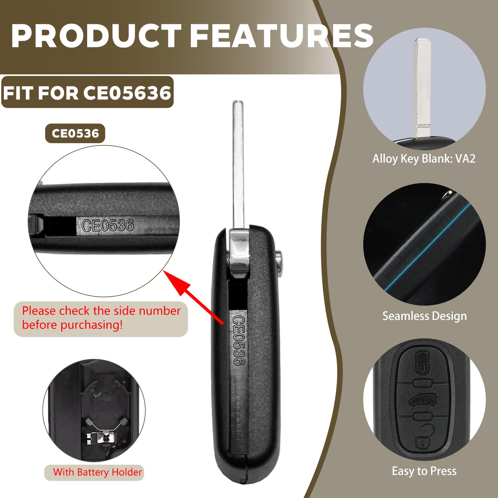 P-eugeot Partner Expert Citroen Jumpy Berlingo Toyota ProAce Fiat Scudo Telecomando Custodia Chiave CE0536