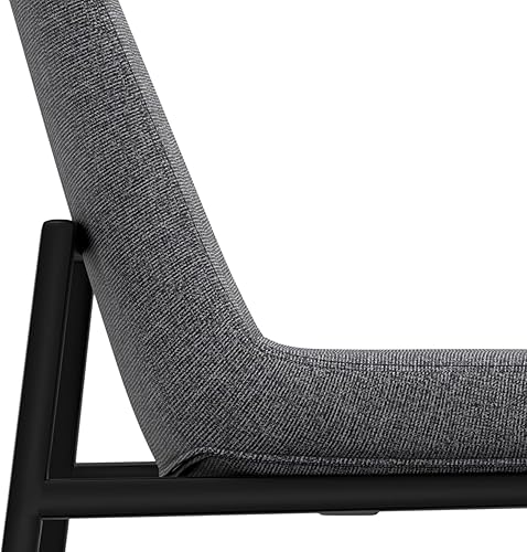 Miniatura 8 de SIMPLIHOME Savannah - Juego de 2 sillas de comedor con marco de metal negro tapizado y tela estilo lino, color gris, asiento moderno para comedor