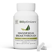 BIOptimizers Magnesium Breakthrough Supplement with 500mg - 7 Forms of Magnesium: Glycinate, Malate, Citrate, and More - Natural Support for Sleep and Cognitive Function -90 Capsules- Calming Vitamins