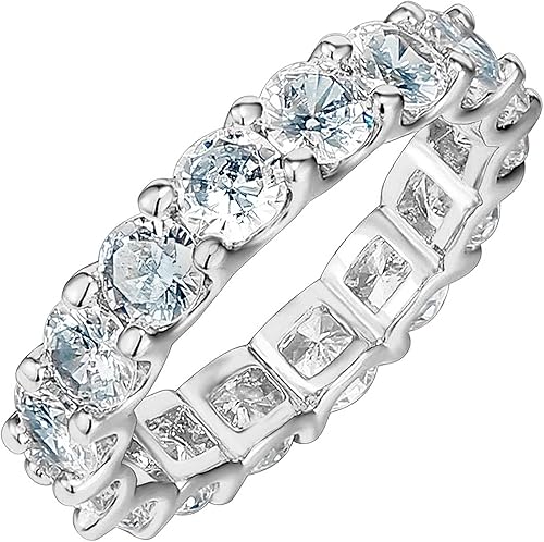 PAVOI 14K Gold Plated Rings Cubic Zirconia Love Ring 4mm Stackable Rings for Women Gold Rings for Women