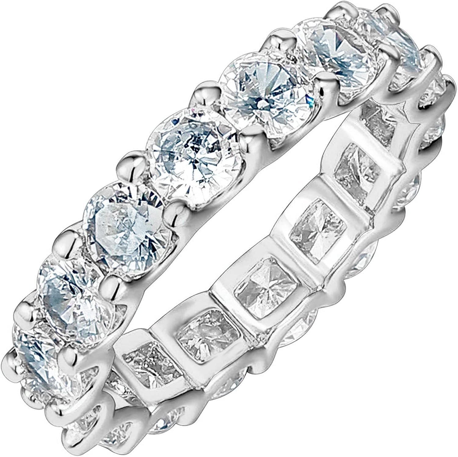 PAVOI 14K Gold Plated Rings Cubic Zirconia Love Ring 4mm Stackable Rings for Women Gold Rings for Women