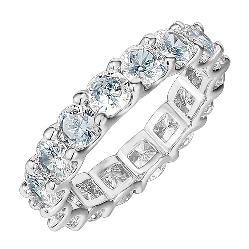 PAVOI 14K Gold Plated Cubic Zirconia Love Rings - 4mm Stackable for Women