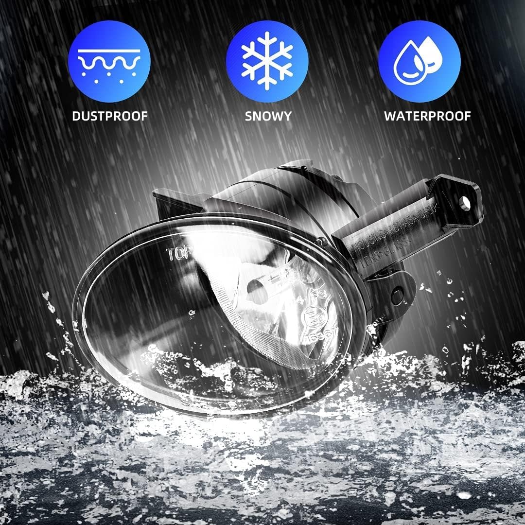 Fog Lights Lamps for 2010-2015 Volkswagen Golf Hatchback/Wagon, Jetta Sedan/Wagon, Beetle, Eos - Premium VW Accessories, 1 Pair (Clear Lens)