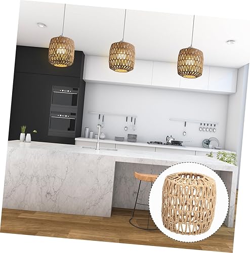 Miniatura 9 de Cabilock 1 unids pantalla de lámpara colgante cubierta de luz colgante de techo pantalla de imitación cuerda de cáñamo tejida pantalla de luz para