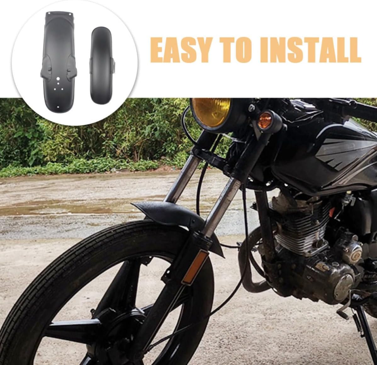Motorcycle Mud Guard Rear Mudguard Front Fender Splash Guard Black Iron Vintage Style Long-lasting Durability Easy to Install Motorcycle Wheel Protector