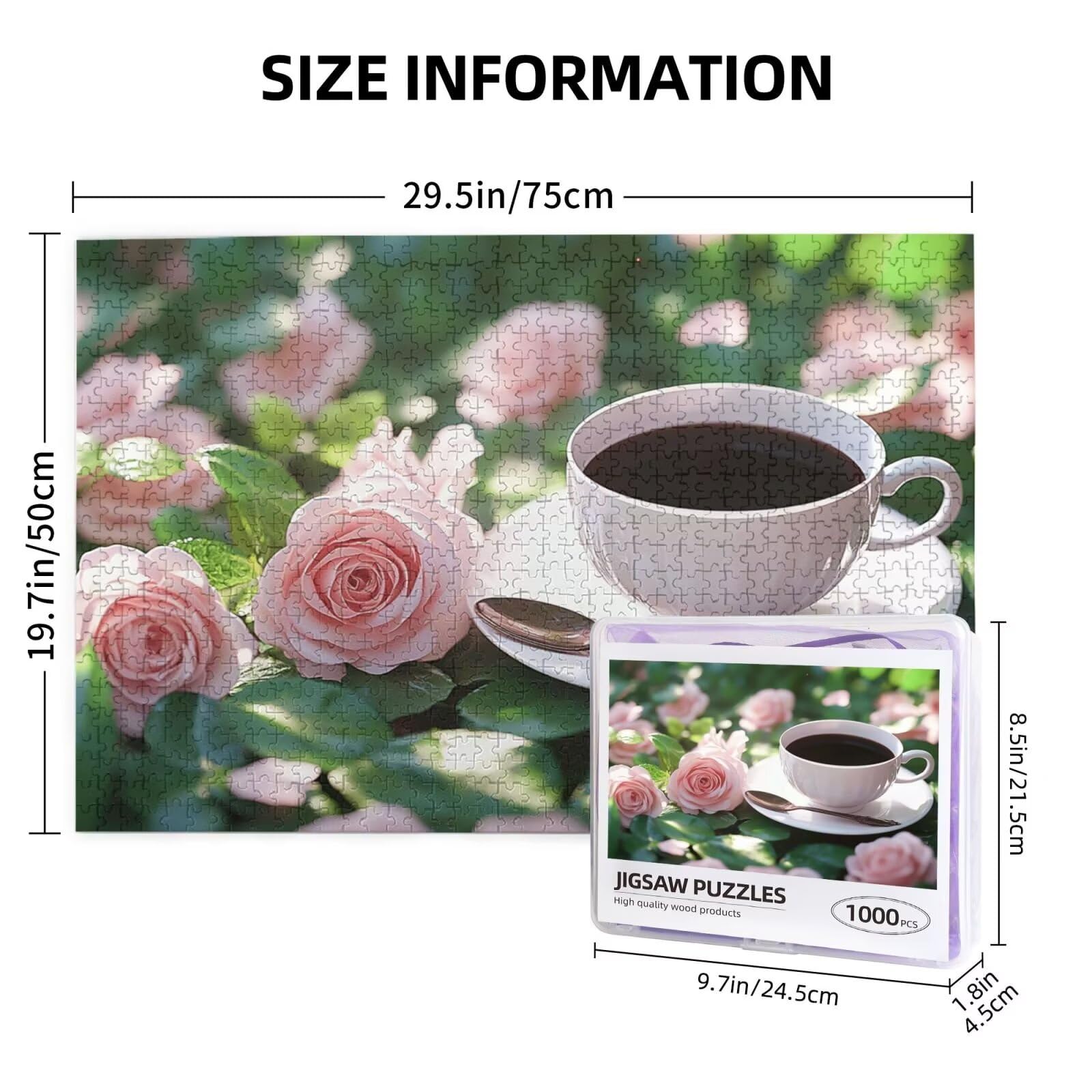 Puzzle róże, 6000 elementów, kawowe puzzle, dla dorosłych, z pudełkiem na prezent, "zrób to sam", duże drewniane puzzle dla dorosłych, gra zręcznościowa dla całej rodziny, prezenty dla kobiet, 105 x