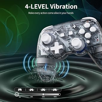 PALPOW Switch 2 Pro Controller Compatible with Switch 2/OLED/Lite,Wireless Hall Effect Switch Controller, RGB Switch Pro Controller, Bluetooth Gamepad with 7 LED Colors/Wake Up/Dual Shock/Turbo - Grey