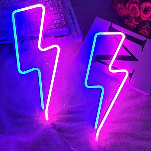 2 letreros de neón para decoración de pared, funciona con pilas de neón para dormitorio, configuración de sala de juegos, luces LED de neón para