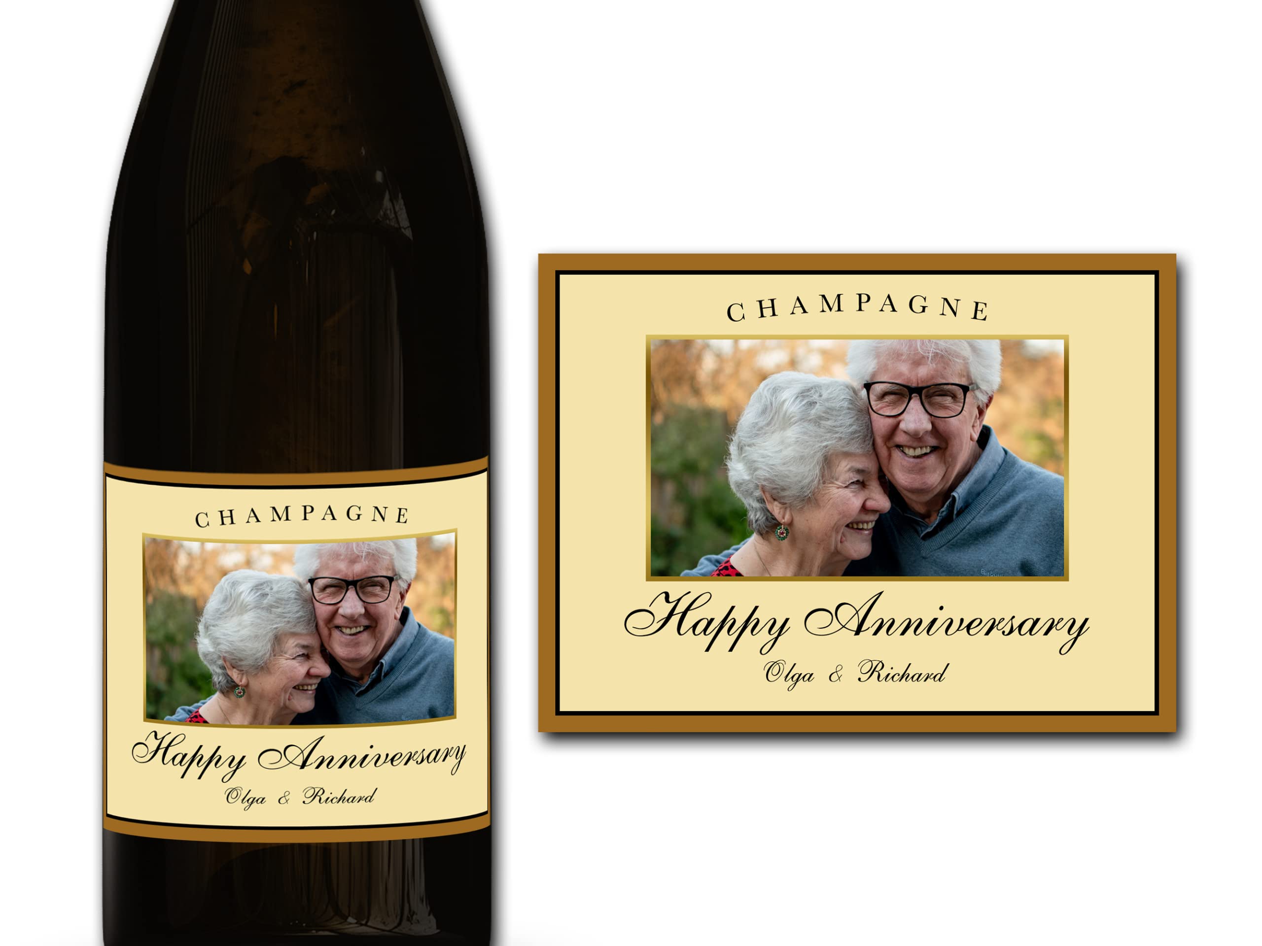 forefrontdesigns Personalised Champagne Bottle Label - Custom Champagne Label Bottle Sticker, Perfect for Weddings, Anniversaries, Birthdays & Gifts - Premium Customisable Prosecco Sticker