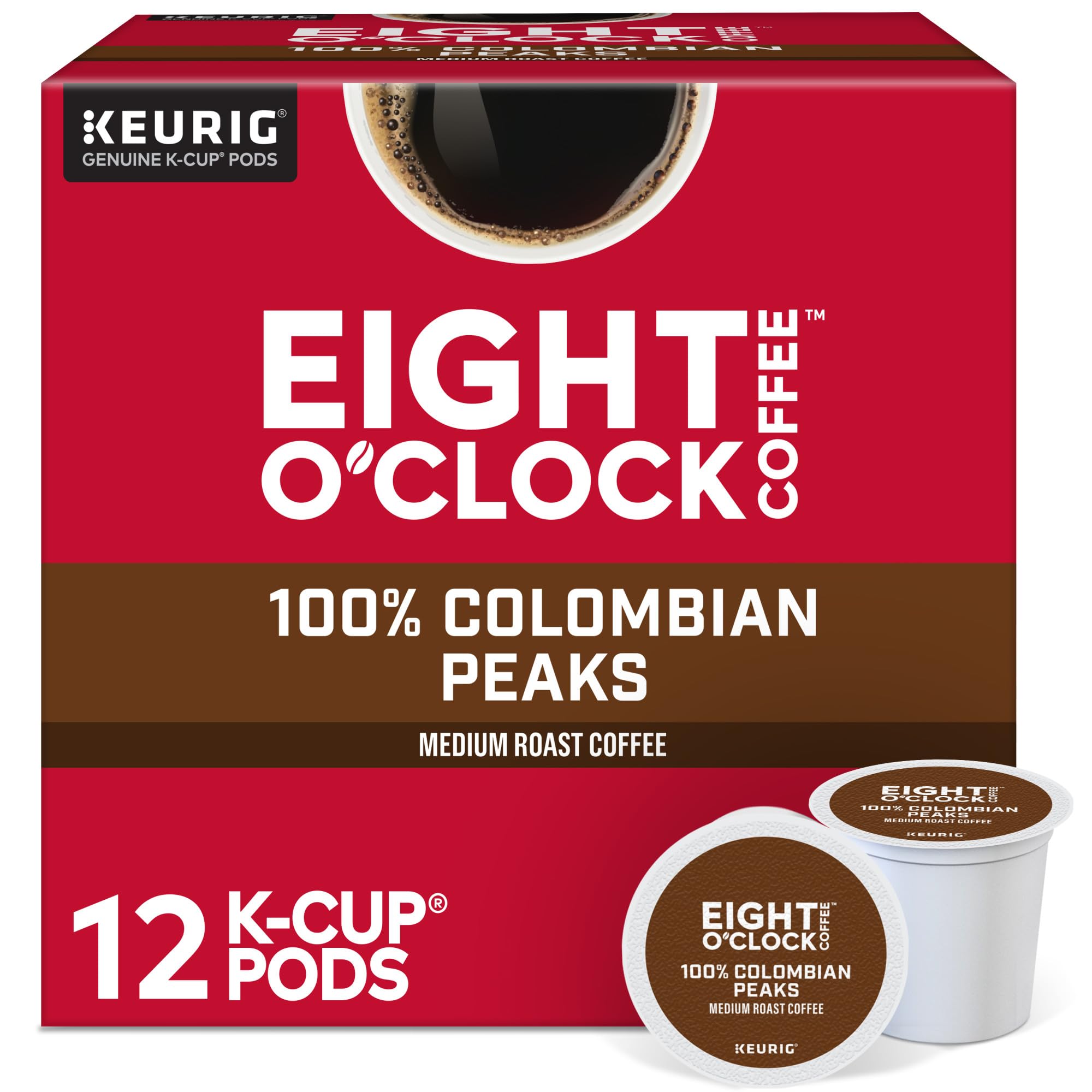 Eight O'Clock Coffee Colombian Peaks Keurig Single-Serve K-Cup Pods, Medium Roast Coffee, 72 Count