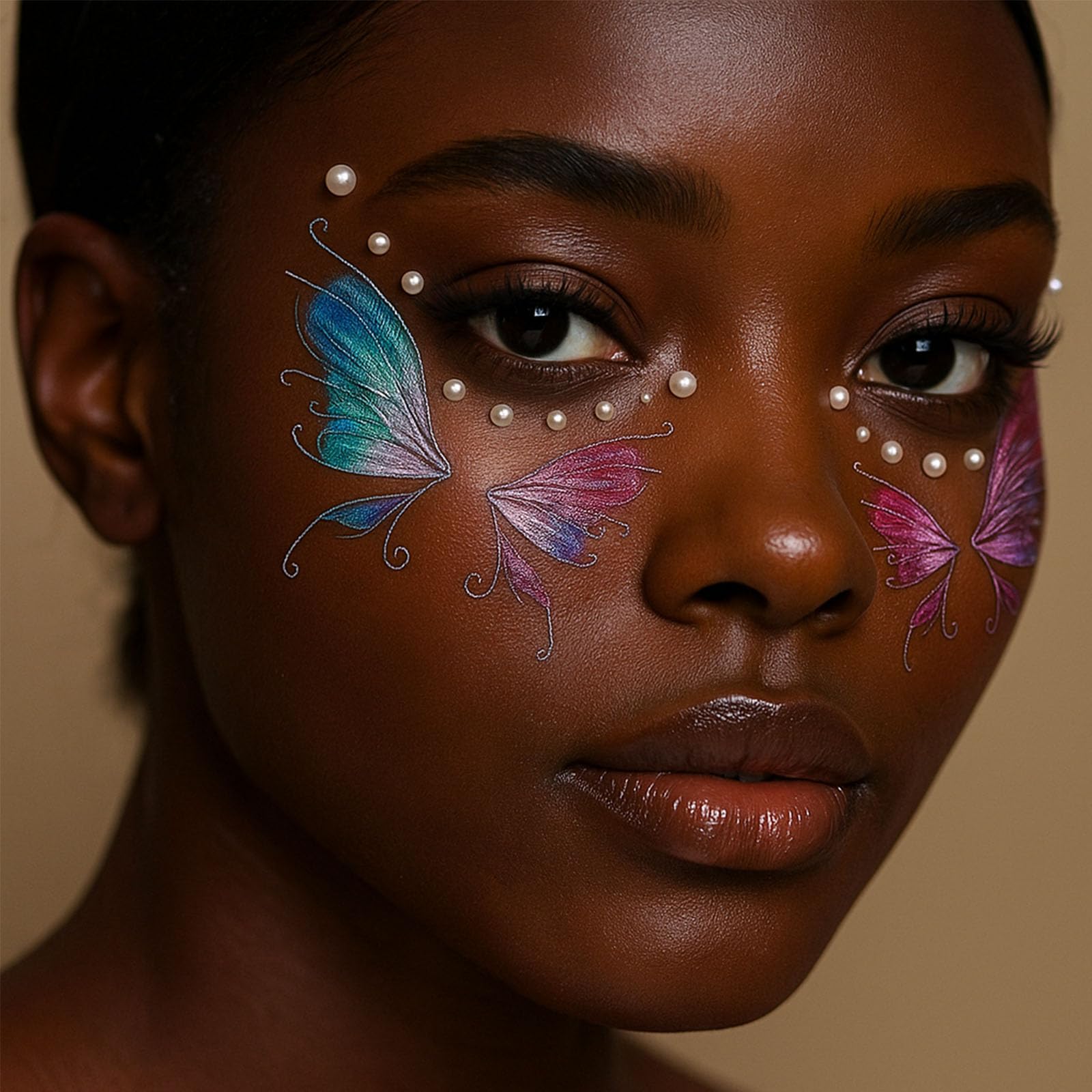 Multi-Design Butterfly & Pearl Face Jewellery Kit For Creative Eye Makeup - Image 3