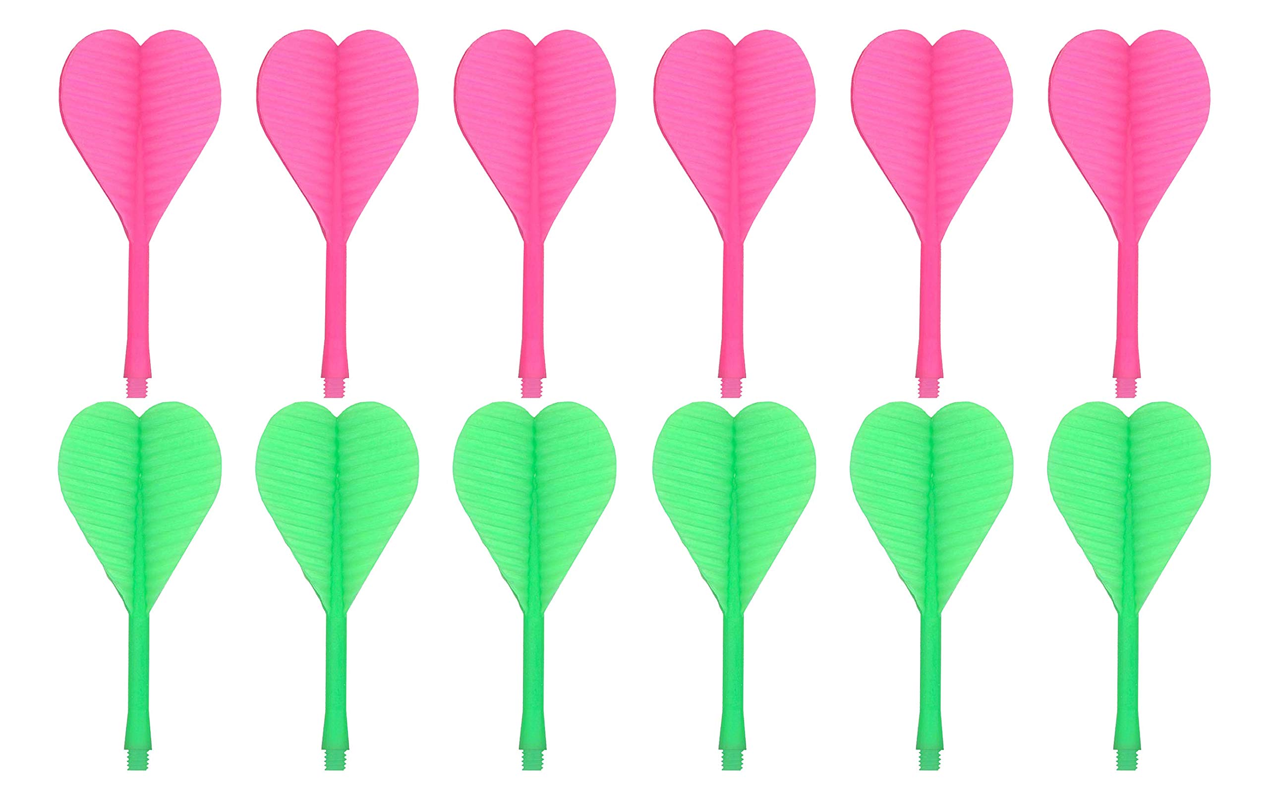 crinkle 12 Total neon Pink and neon Green 2ba Replacement Dart Shaft Flight Combo 2 Sets of 3 Each Color